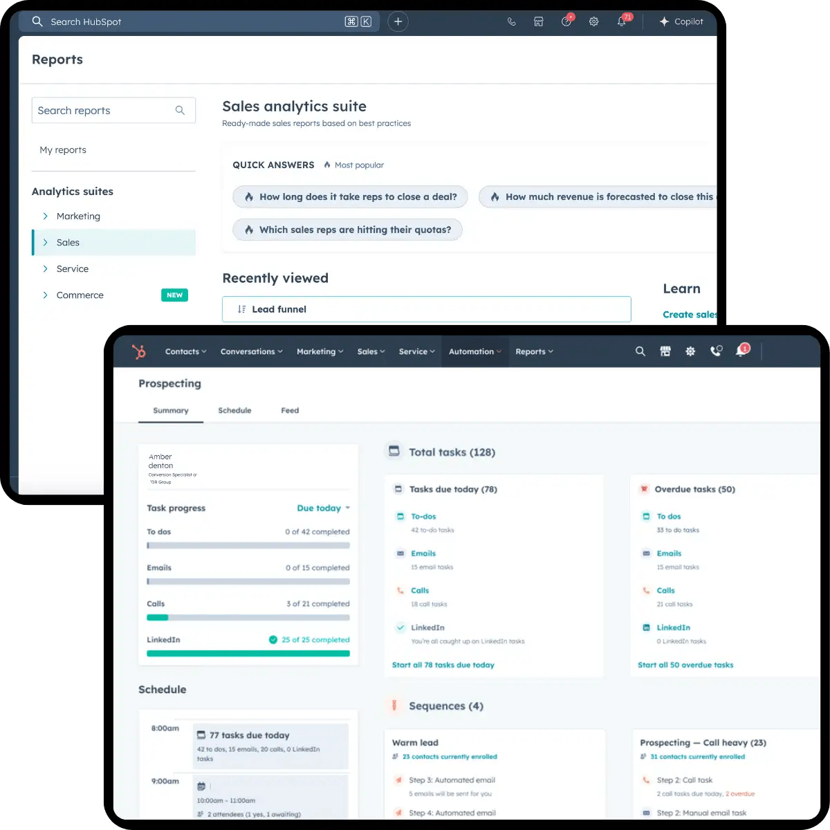 HubSpot Sales Hub Sales Workspace Dashboard